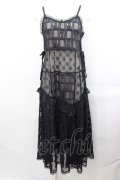 Candy Stripper / LACY PATCH WORK CAMI ONE-PIECE  黒 I-25-07-30-066-PU-OP-HD-ZI