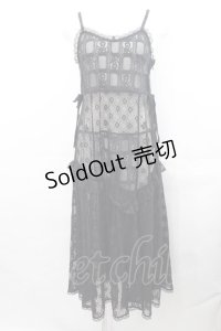 Candy Stripper / LACY PATCH WORK CAMI ONE-PIECE  黒 I-25-07-30-066-PU-OP-HD-ZI