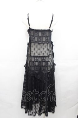 画像2: Candy Stripper / LACY PATCH WORK CAMI ONE-PIECE  黒 I-25-07-30-066-PU-OP-HD-ZI