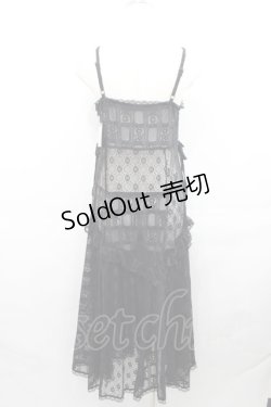 画像2: Candy Stripper / LACY PATCH WORK CAMI ONE-PIECE  黒 I-25-07-30-066-PU-OP-HD-ZI