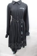 NieR Clothing / シェル柄シャツワンピース 黒Ｘ白Ｘ青  I-25-07-30-067-PU-OP-HD-ZI