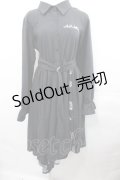 NieR Clothing / シェル柄シャツワンピース 黒Ｘ白Ｘ青  I-25-07-30-067-PU-OP-HD-ZI