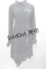 NieR Clothing / シェル柄シャツワンピース 黒Ｘ白Ｘ青  I-25-07-30-067-PU-OP-HD-ZI