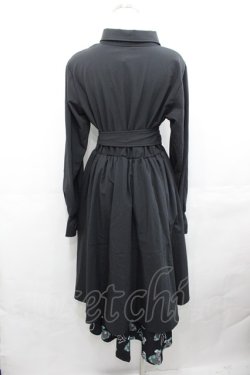 画像2: NieR Clothing / シェル柄シャツワンピース 黒Ｘ白Ｘ青  I-25-07-30-067-PU-OP-HD-ZI