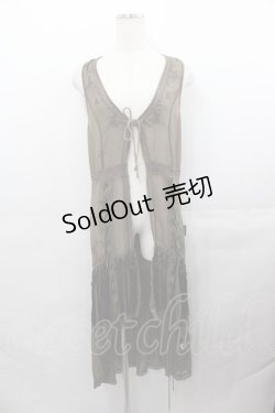 画像1: Ozz Croce / 蓮風プリントシースルーノースリーブロングカーデ  ブラウン I-25-07-30-069-OO-TO-HD-ZI