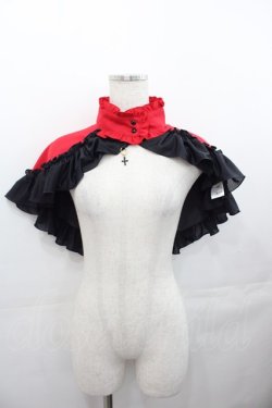 画像1: MARBLE / ゴシック調モチーフ付き立ち襟ケープ  赤Ｘ黒 I-25-07-30-075-GO-JA-HD-ZI