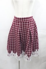 axes femme POETIQUE / 裾レースツイードスカート  ワイン I-25-07-30-086-AX-SK-AS-ZI