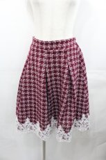 画像1: axes femme POETIQUE / 裾レースツイードスカート  ワイン I-25-07-30-086-AX-SK-AS-ZH (1)