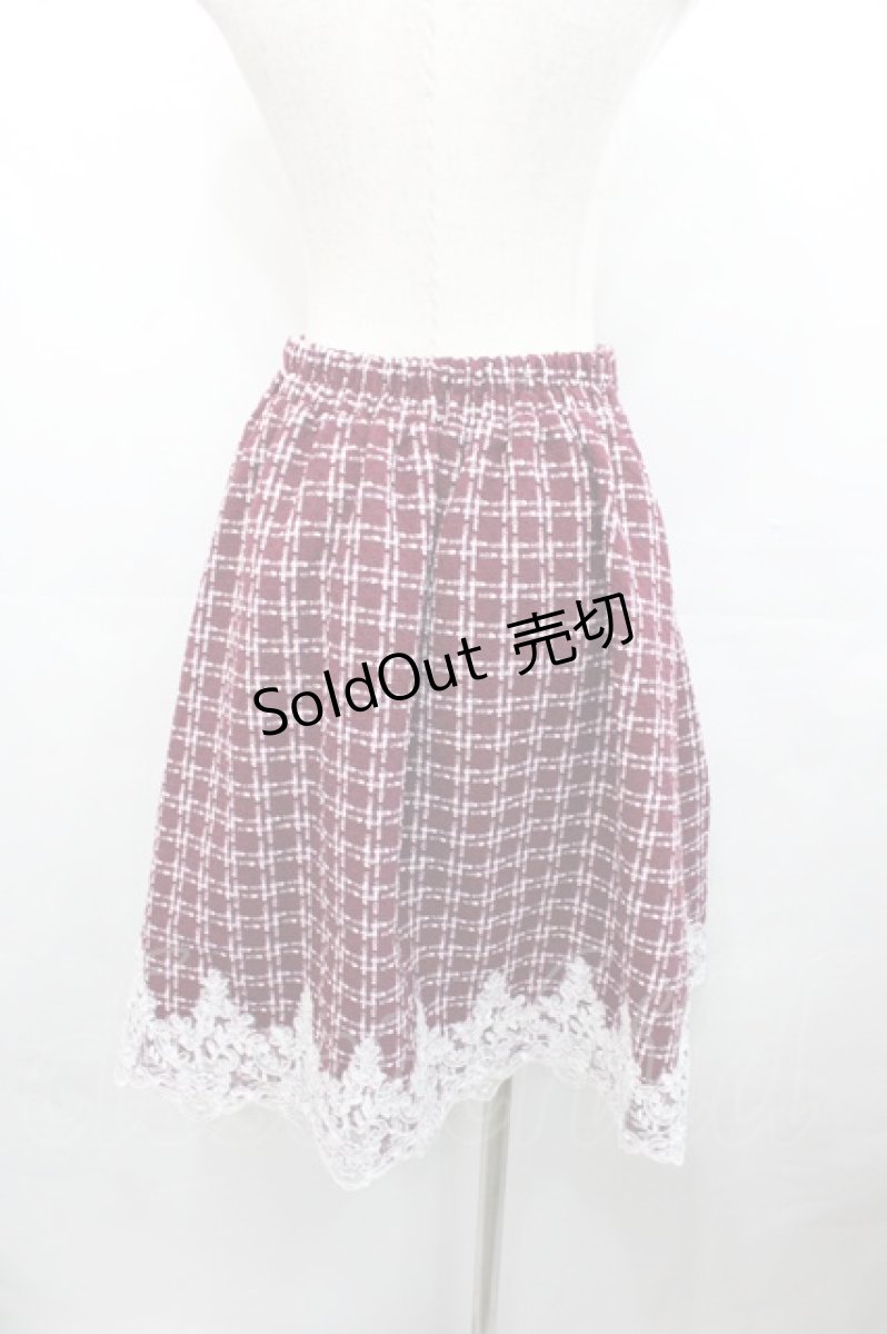 画像2: axes femme POETIQUE / 裾レースツイードスカート  ワイン I-25-07-30-086-AX-SK-AS-ZH (2)