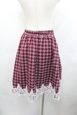画像2: axes femme POETIQUE / 裾レースツイードスカート  ワイン I-25-07-30-086-AX-SK-AS-ZI