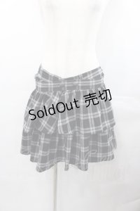 ALGONQUINS / チェック&裾チュールスカート  黒Ｘグレーチェック I-25-07-30-088-AL-SK-HD-ZI