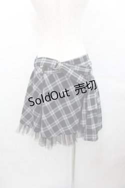 画像2: ALGONQUINS / チェック&裾チュールスカート  黒Ｘグレーチェック I-25-07-30-088-AL-SK-HD-ZI