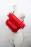 Candy Stripper / OVERLAPPED FRILL WAIST BAG  レッド I-25-07-30-096-PU-BG-HD-ZI