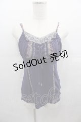 Ozz Croce / フロント編み上げキャミトップス  青 I-25-07-30-016-OO-TO-HD-ZI