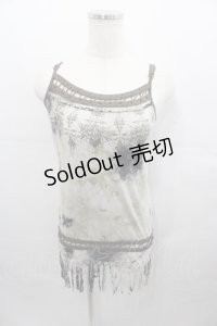 Ozz Croce / 裾フリンジデザインキャミトップス  アイボリーＸカーキ I-25-07-30-017-OO-TO-HD-ZI