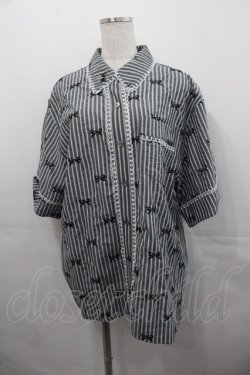 画像1: Candy Stripper / RIBBON STRIPE SHIRT  グレーＸ黒 I-25-07-30-024-PU-BL-HD-ZI