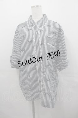 画像1: Candy Stripper / RIBBON STRIPE SHIRT  グレーＸ黒 I-25-07-30-024-PU-BL-HD-ZI