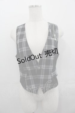画像1: ALGONQUINS / チェック&ZIP切り替えベスト  黒Ｘグレー I-25-07-30-025-AL-TO-HD-ZI