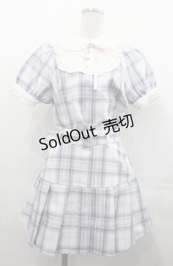 画像1: Honey Cinnamon / ヨークリボンプリーツセットアップ  ブルーＸピンク I-25-08-04-045-LO-OP-HD-ZI