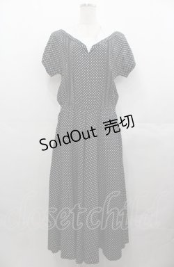 画像1: INGEBORG / セーラー襟水玉ワンピース  ブラック I-25-08-04-056-LO-OP-HD-ZI