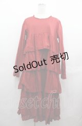 PINK HOUSE / 段スカート長袖ワンピース  レッド I-25-08-04-059-LO-OP-HD-ZI