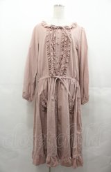 PINK HOUSE / フリル長袖前開きワンピース  ピンク I-25-08-04-062-LO-OP-HD-ZI