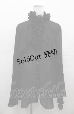 画像1: Rozen Kavalier / フリルシースルースナップボタンブラウス  黒 I-25-08-04-007-OO-BL-HD-ZI