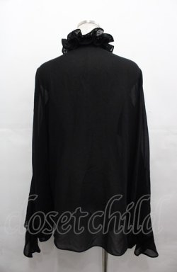画像2: Rozen Kavalier / フリルシースルースナップボタンブラウス  黒 I-25-08-04-007-OO-BL-HD-ZI