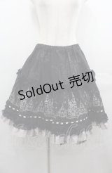 FRILL / お城刺繍スカート  黒Ｘブラウン I-25-08-04-080-HN-SK-HD-ZI