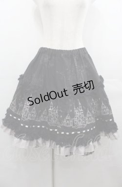 画像1: FRILL / お城刺繍スカート  黒Ｘブラウン I-25-08-04-080-HN-SK-HD-ZI