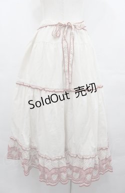 画像2: PINK HOUSE / いちごステッチレース使いライトデニムスカート  キナリ I-25-08-04-086-LO-SK-HD-ZI