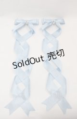 LOTUS ribbon / ビジューリボンツインリボンバレッタ  サックス I-25-08-04-114-EL-AC-HD-ZI