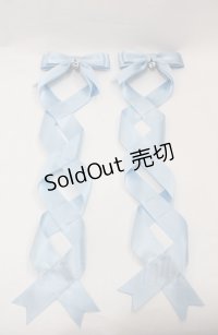 LOTUS ribbon / ビジューリボンツインリボンバレッタ  サックス I-25-08-04-114-EL-AC-HD-ZI