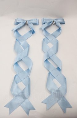 画像1: LOTUS ribbon / ビジューリボンツインリボンバレッタ  サックス I-25-08-04-114-EL-AC-HD-ZI