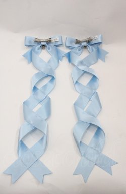 画像2: LOTUS ribbon / ビジューリボンツインリボンバレッタ  サックス I-25-08-04-114-EL-AC-HD-ZI