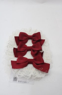 画像1: Melody BasKet / トリプルリボンヘアクリップ  レッド I-25-08-04-116-LO-AC-HD-ZI