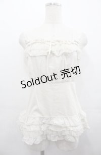 PINK HOUSE / チュールフリルノースリーブトップス  アイボリー I-25-08-04-020-LO-TO-HD-ZI