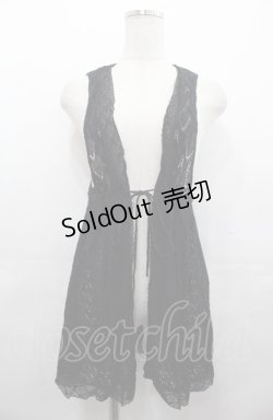 画像1: PINK HOUSE / レースニットベスト  ブラック I-25-08-04-025-LO-TO-HD-ZI