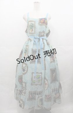 画像1: Perla nell' ostrica / Fruit Still Life Art Museum Jumper Skirt  サックス I-25-08-04-031-EL-OP-HD-ZI