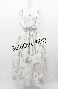 Perla nell' ostrica / Little banquet Jumper Skirt　ジャンパースカート  アイボリー I-25-08-04-032-EL-OP-HD-ZI