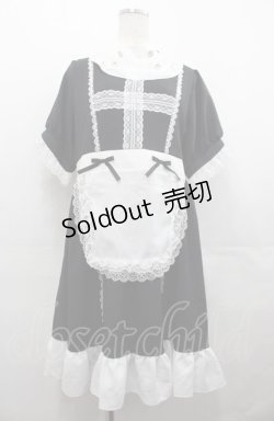 画像1: DearMyLove / ナースメイドレースワンピース 3L 黒Ｘ白 I-25-08-04-038-EL-OP-HD-ZI