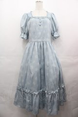 m petit by misako / NINA'S 花柄スクエアネックワンピース L サックス I-25-08-09-063-LO-OP-HD-ZI