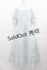 m petit by misako / NINA'S 花柄スクエアネックワンピース L サックス I-25-08-09-063-LO-OP-HD-ZI