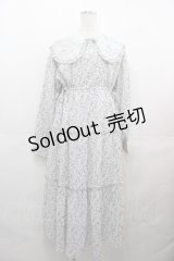merry jenny / floralレースカラーワンピース  白Ｘ青 I-25-08-09-065-LO-OP-HD-ZI