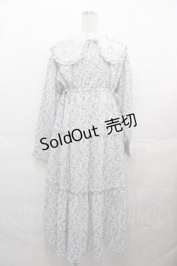 画像1: merry jenny / floralレースカラーワンピース  白Ｘ青 I-25-08-09-065-LO-OP-HD-ZI