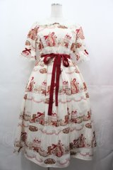 axes femme kawaii / お菓子の家柄ワンピース M 生成り I-25-08-09-068-AX-BL-HD-ZI