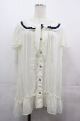 axes femme / Aラインセーラーブラウス  アイボリーＸネイビー I-25-08-09-070-AX-BL-HD-ZI