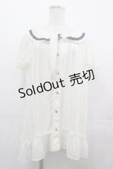 axes femme / Aラインセーラーブラウス  アイボリーＸネイビー I-25-08-09-070-AX-BL-HD-ZI