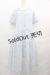 PINK HOUSE / さざ波とねこプリントミディワンピース  ライトブルー I-25-08-09-076-LO-OP-HD-ZI