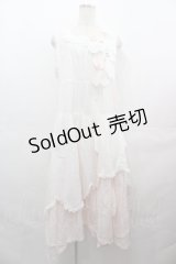PINK HOUSE / 桜ひらり舞い散るフリルワンピース  白Ｘピンク I-25-08-09-080-LO-OP-HD-ZI